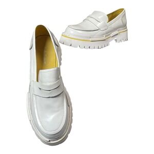 Saaks Fabiani Women's Chunky Plantform Loafers White US Size 7.5